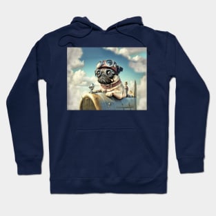 Cute Pug Airplane Ace Pilot Hoodie